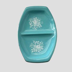 Royal Winton Grimwades Serving Platter 10" Teal Body White Flowers Platinum Trim